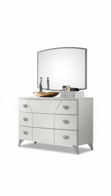 Schlofzëmmer Set Kommode Spigel Luxus Komplett wäiss Sideboard 2 Stéck