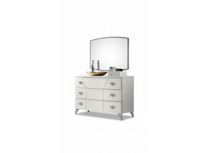 Schlofzëmmer Set Kommode Spigel Luxus Komplett wäiss Sideboard 2 Stéck