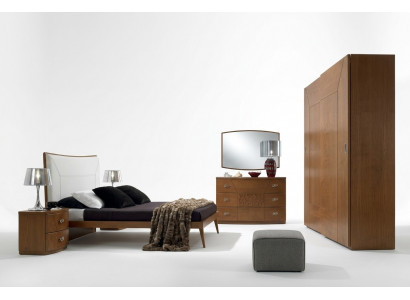 Schlofzëmmer Set Bett 2x Nuetsdësch Kommode 6tlg Design Luxus Komplett