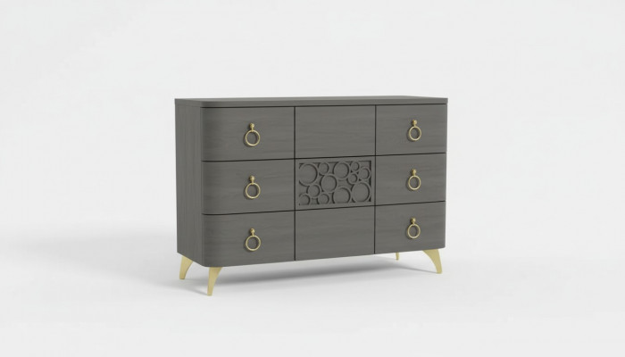 Schlofkummer Set Luxusbett 2x Nuetsdëscher Design gro 3tlg Kommode