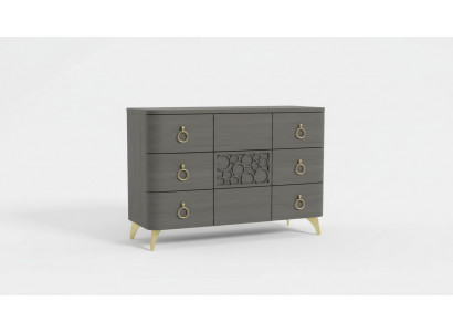 Schlofkummer Set Luxusbett 2x Nuetsdëscher Design gro 3tlg Kommode