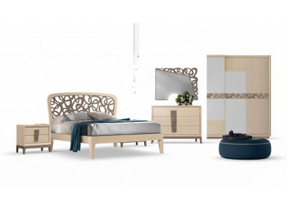 Schlofzëmmer Set Bett 2x Nuetsdëscher Kleederschaf Design Luxus nei 6tlg