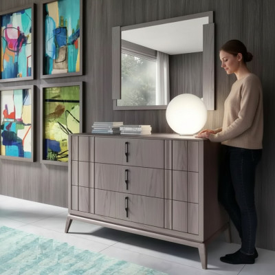 Schlofzëmmer Set Luxus Kommode Spigel Design Buffet brong 2-delig Holz