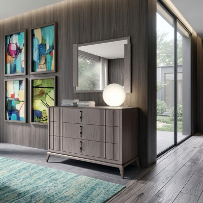 Schlofzëmmer Set Luxus Kommode Spigel Design Buffet brong 2-delig Holz