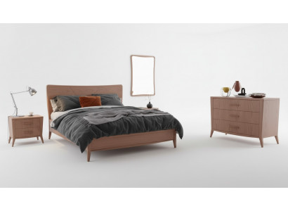 Schlofkummer Set Bett 2x Nuetsdëscher Kommode Design Luxus Miwwelen 4tlg