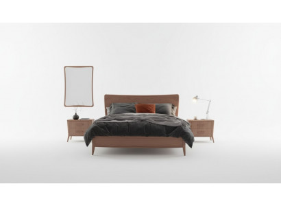 Schlofkummer Set Luxus Bett 2x Nuetsdëscher Design nei brong 3-teileg Modern