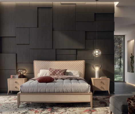 Schlofzëmmer Set Bett 2x Nuetsdëscher Design Luxus nei 3tlg Modern Holz