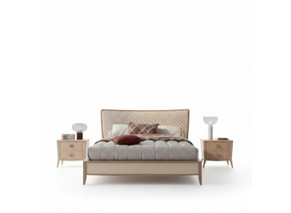 Schlofzëmmer Set Bett 2x Nuetsdëscher Design Luxus nei 3tlg Modern Holz