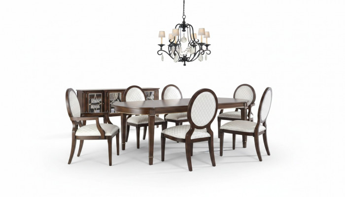 Set Iesszëmmerdësch Iessdësch 4x Stull 2x Stull-mat-Leene Iessgruppe