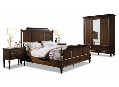 Schlofzëmmer-Set Bett 2x Nuetsdëscher Luxus nei 3tlg Design Modern Holz