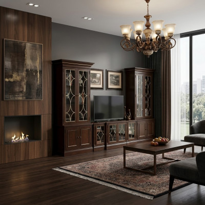 Wunnzëmmer Set 2x Vitrin TV Stänner Couchtisch Set Wunnmangel Modern