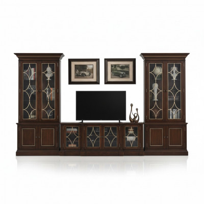 TV-Stänner 2x Vitrine Modern Wunnwand Wunnzëmmer Set Modern 3-Teileg