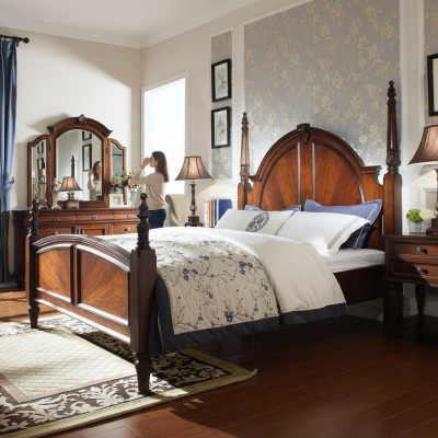 Schlofkummer Bett Klassesch Nei stilvoll am Moderne brong Holz Luxus