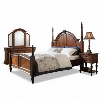 Schlofkummer Bett Klassesch Nei stilvoll am Moderne brong Holz Luxus