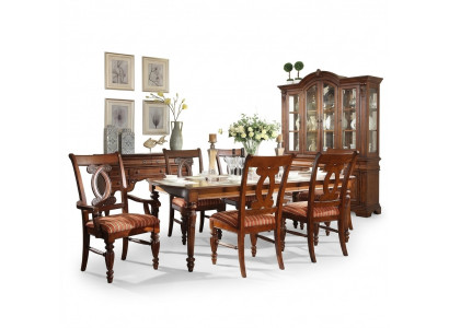 Iesszëmmer Iessdësch 4x Stull 2x Stull Garnitur Set 7tlg Luxus Holz Miwwelen