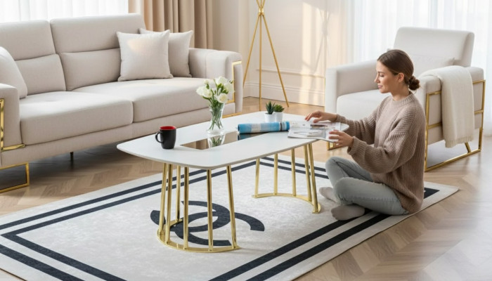 Couchtisch wäiss Modern Wunnenzëmmer Miwwelen Dësch Luxus Design nei Luxus