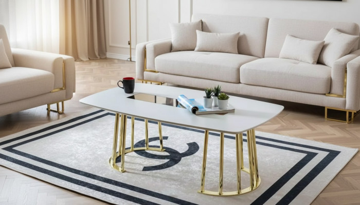 Couchtisch wäiss Modern Wunnenzëmmer Miwwelen Dësch Luxus Design nei Luxus