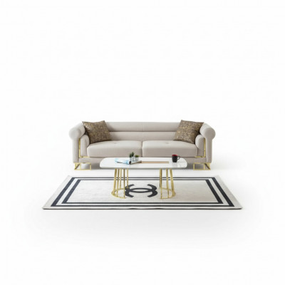 Canapé 3 Sëtzer Textil Wunnzëmmer Design Modern Nei Luxus wäiss