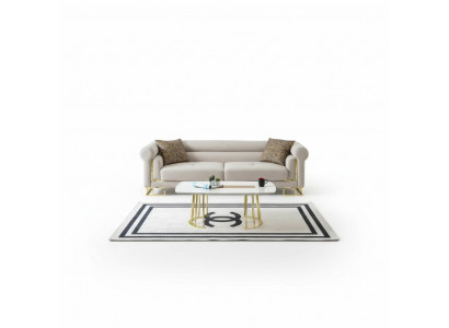 Canapé 3 Sëtzer Textil Wunnzëmmer Design Modern Nei Luxus wäiss