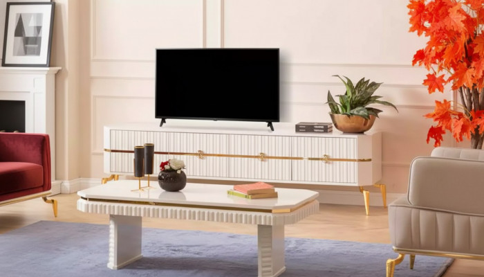 Couchtisch Sideboard 2tlg Wunnzëmmer Miwwel Dësch Lowboard nei wäiss