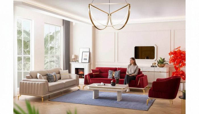 Sofagarnitur 331 Set Wunnzëmmer Miwwelset Design Modern 3-Deeler nei