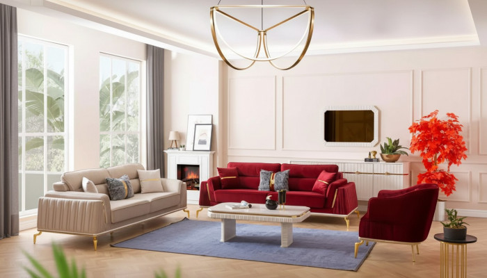 Sofagarnitur 331 Set Wunnzëmmer Miwwelset Design Modern 3-Deeler nei