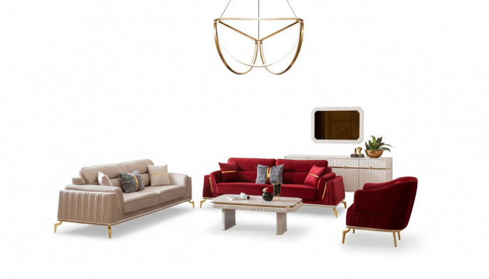 Sofagarnitur 331 Set Wunnzëmmer Miwwelset Design Modern 3-Deeler nei