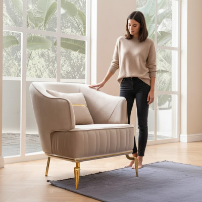 Wunnzëmmer Sëtzmiwwel Dréissëtz 1 Sëtzplaz Modern roude Design Textil