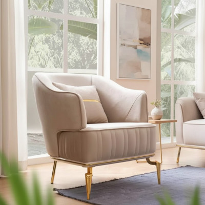 Wunnzëmmer Sëtzmiwwel Dréissëtz 1 Sëtzplaz Modern roude Design Textil