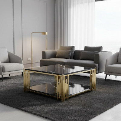 Canapé Dësch Wunnzëmmer Miwwelen Dësch Luxus Niewendësch schwaarz Design