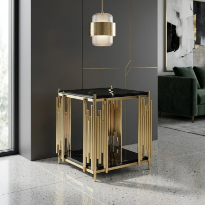 Niewentisch Wunnzëmmer Miwwelen Material schwaarz Edelstol Design