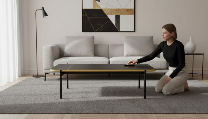 Miwwelen Dësch Luxus Modern Sofa Dësch Holz Wunnzëmmer Design schwaarz