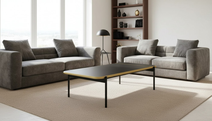 Miwwelen Dësch Luxus Modern Sofa Dësch Holz Wunnzëmmer Design schwaarz