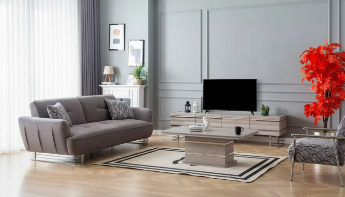 Wunnwand TV Stänner Couchtisch Set Wunnraimméibelen Praktesch Wunnzëmmer