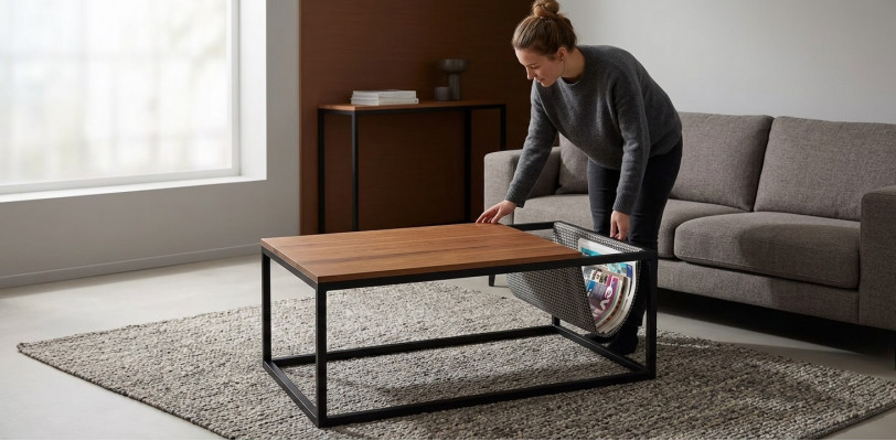 Wunnzëmmer Couchdësch brong Miwwelen Dësch Luxus nei Modern Design Holz