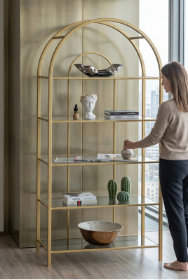 Wunnzëmmer Regal Raumtrenner Standregal Bicherregal Lagerung Gold