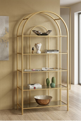 Wunnzëmmer Regal Raumtrenner Standregal Bicherregal Lagerung Gold