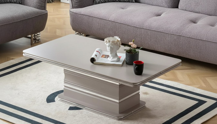 Couchtisch nei Wunnzëmmertisch Bäistelltisch Sofatisch beige Holz