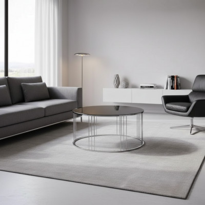 Canapéisch Miwwelen Luxus nei schwaarz Modern Wunnzëmmer Design Edelstahl