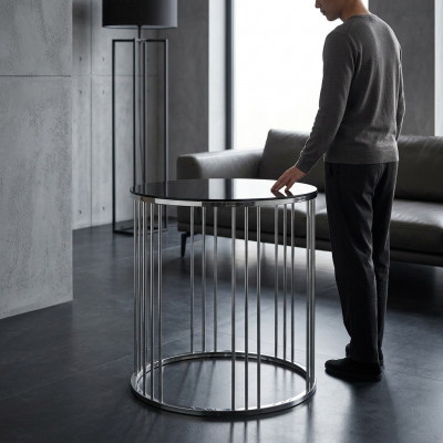 Bäizdësch Wunnzëmmer Miwwelen Material Edelstol schwaarz Design Modern