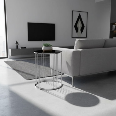 Bäizdësch Wunnzëmmer Miwwelen Material Edelstol schwaarz Design Modern