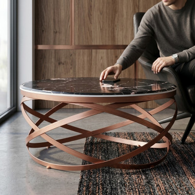 Couchtisch ronn Miwwelen Luxus neischwaarz Modern Wunnzëmmer Design brong