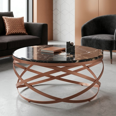 Couchtisch ronn Miwwelen Luxus neischwaarz Modern Wunnzëmmer Design brong