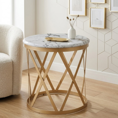 Wunnzëmmer Säitentësch gëllen Modern Miwwelen Material Edelstol Design nei
