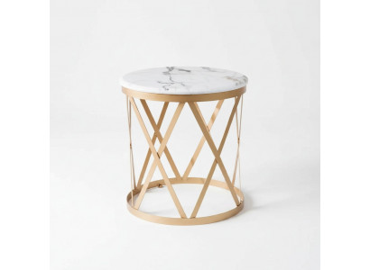 Wunnzëmmer Säitentësch gëllen Modern Miwwelen Material Edelstol Design nei