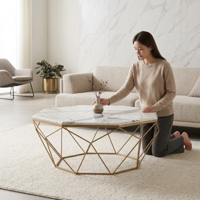 Couchtisch Miwwelen Dësch Gold Luxus nei Modern Wunnzëmmer Design Metall