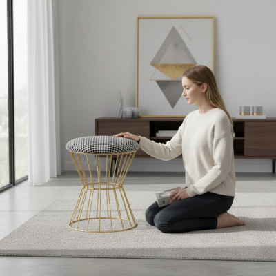 Hocker Fousshocker Wierfel Luxus Miwwelen Design Stil Lounge Club Stoff