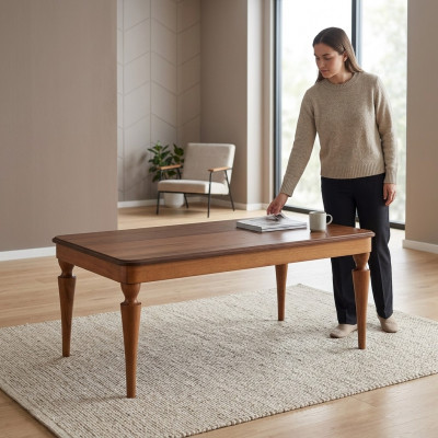 Cofferdësch Luxusdesign nei Wunnzëmmer Miwwelen brong Dësch Holz