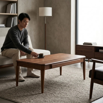 Canapé Dësch Holzdësch Luxus Möbeldesign Wunnzëmmerdësch Modern brong