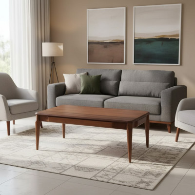Canapé Dësch Holzdësch Luxus Möbeldesign Wunnzëmmerdësch Modern brong